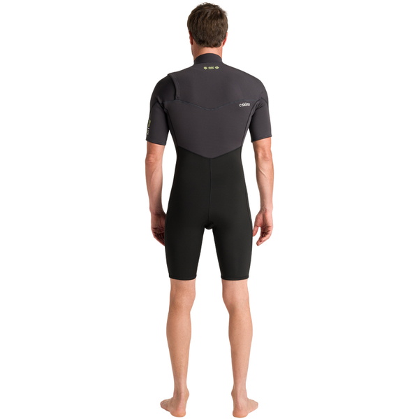 2026 C-Skins Heren NuWave Session Lite 2/2mm Borst Ritssluiting Shorty Wetsuit C-NSEL22SHM - Black / Meteor